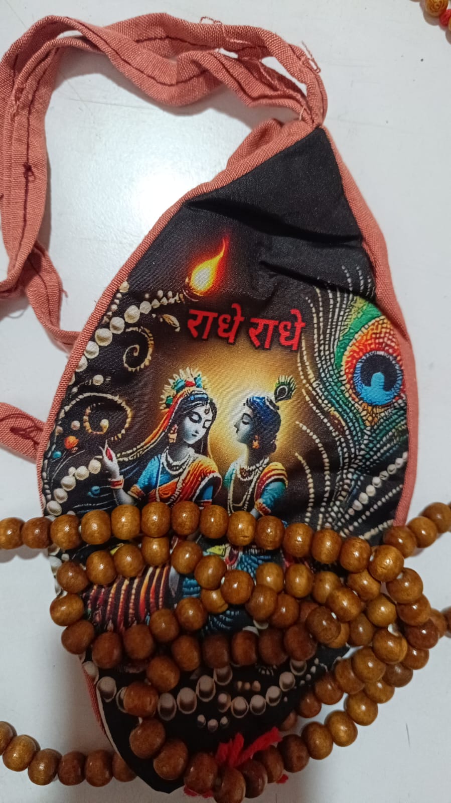 Jholi Jaap  Printed jap Jhola Radha Krishna jholi Goumukhi Chandan Mala Set गौमुखी जप झोली माला